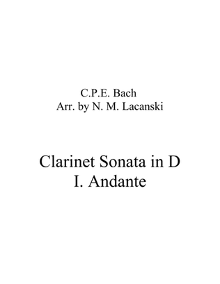 Book cover for Sonata in D for Clarinet and String Quartet I. Andante