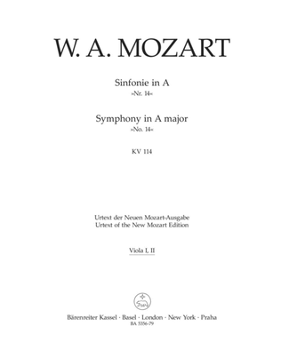 Book cover for Symphony, No. 14 A major, KV 114