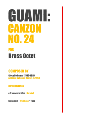 Book cover for "Canzon No. 24" for Brass Octet - Gioseffo Guami