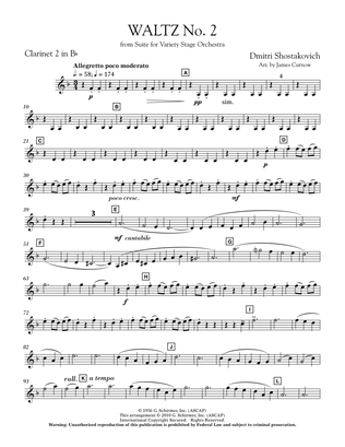 Book cover for Waltz No. 2 (from Suite For Variety Stage Orchestra) - Bb Clarinet 2