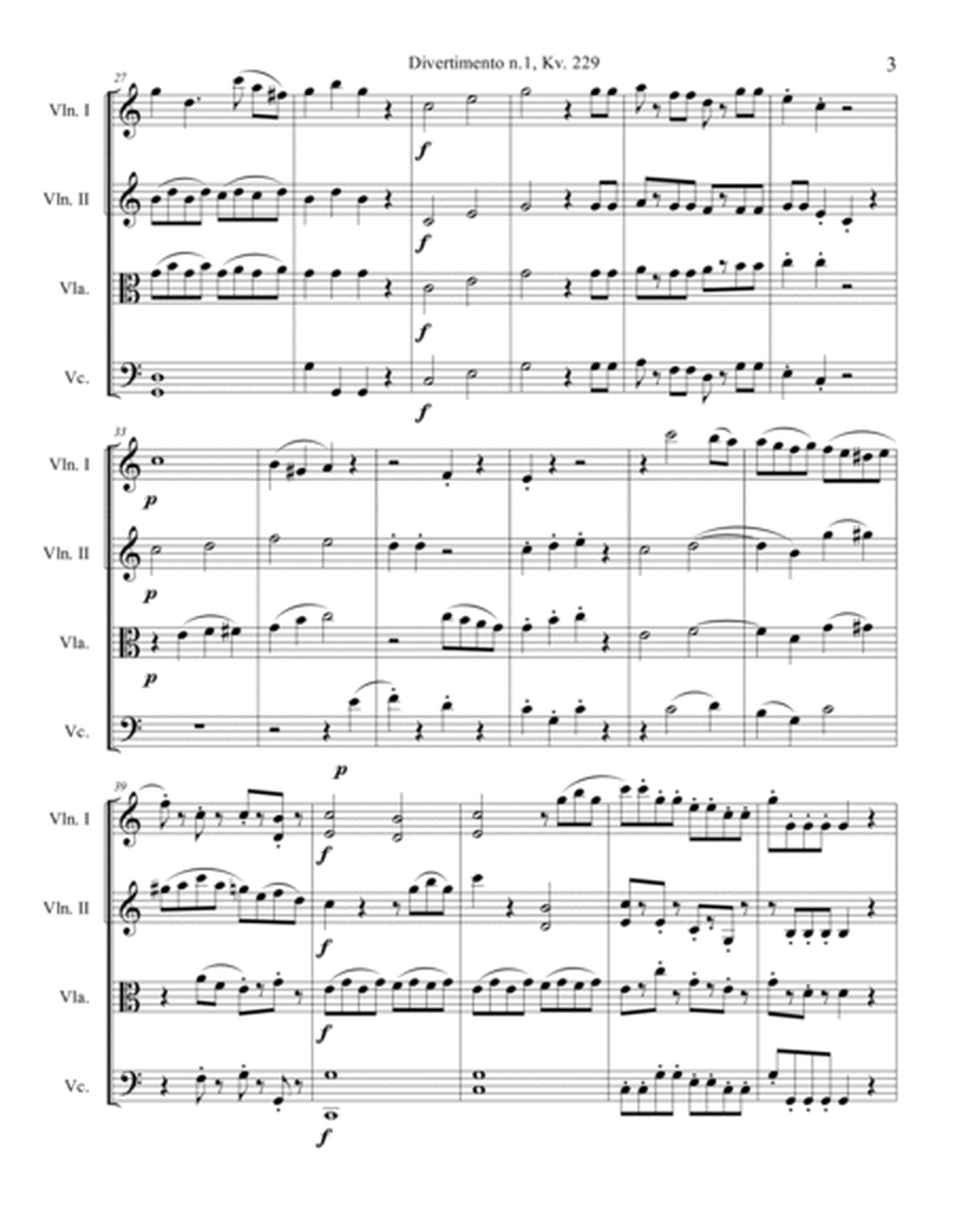 Mozart Divertimento kv. 229 n1 for string quartet image number null
