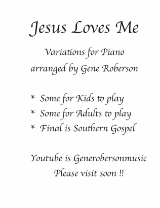 Variations on Jesus Loves Me Piano Solo
