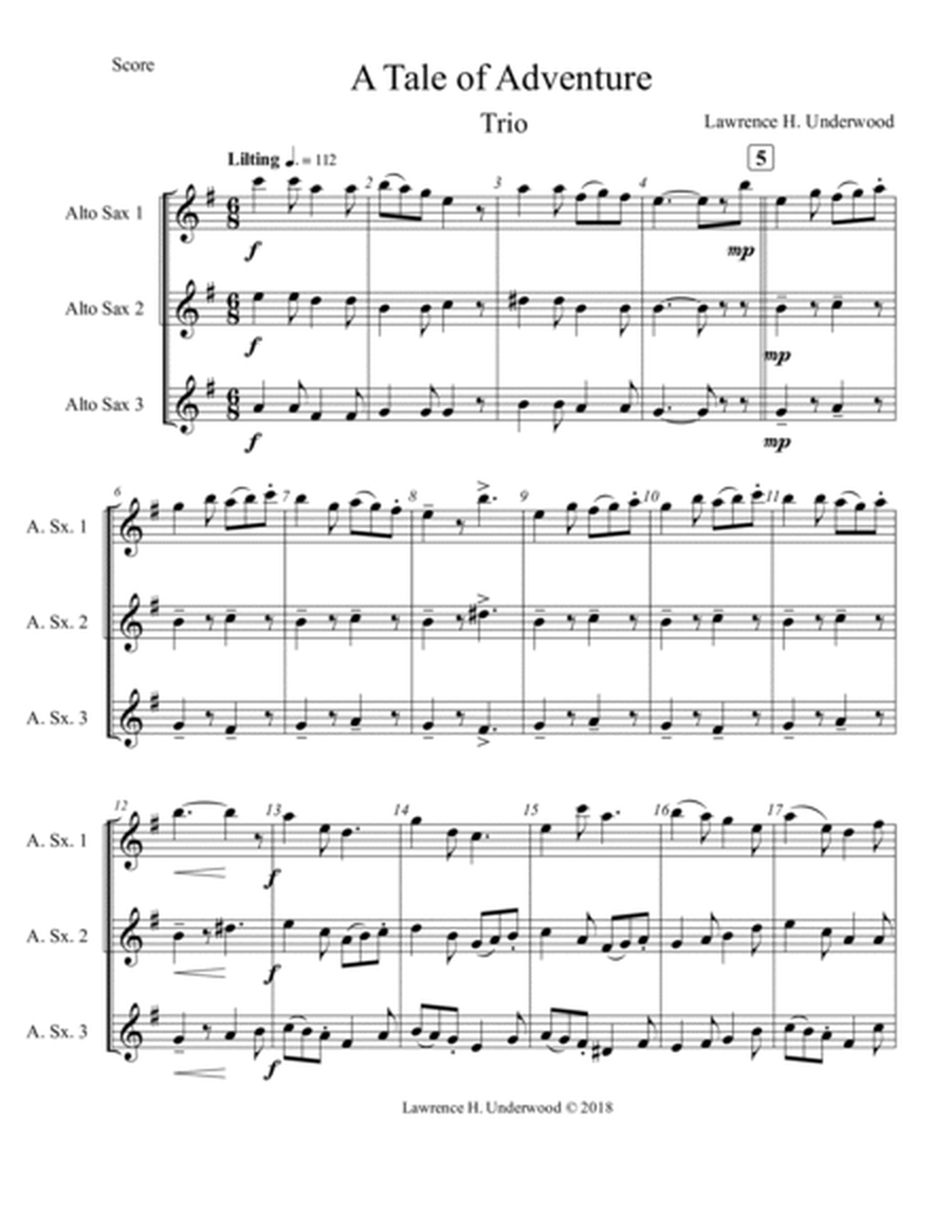 A Tale of Adventure Woodwind Trio - Digital Sheet Music