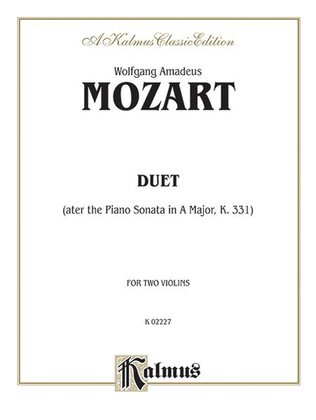 Book cover for Duets After Piano Sonata In A Maj - 2 Violins