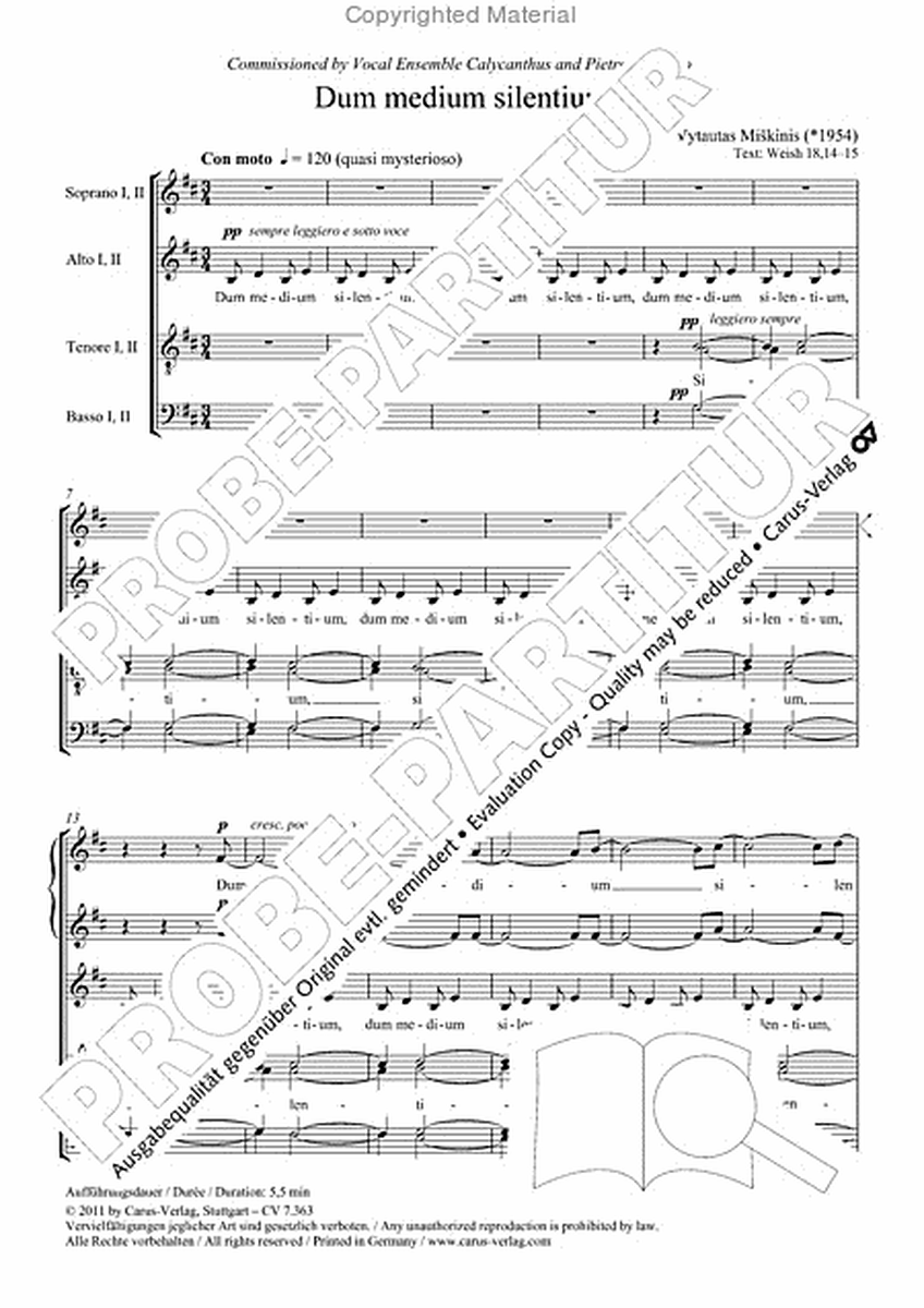 Dum medium silentium by Vytautas Miskinis SSAATTBB - Sheet Music