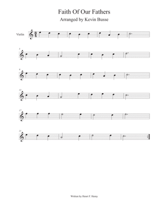 Book cover for Faith Of Our Fathers (Easy key of C) - Violin