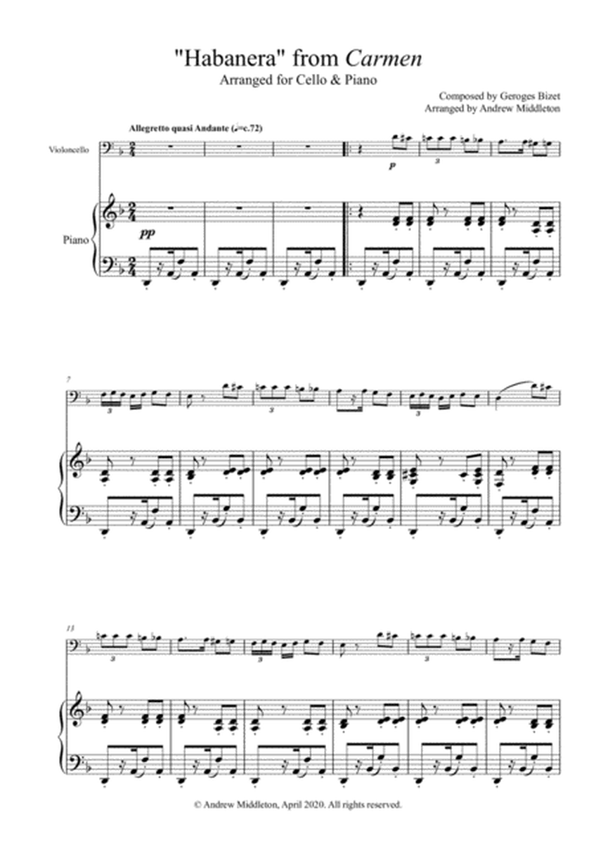 Habanera from Carmen arranged for Cello and Piano image number null
