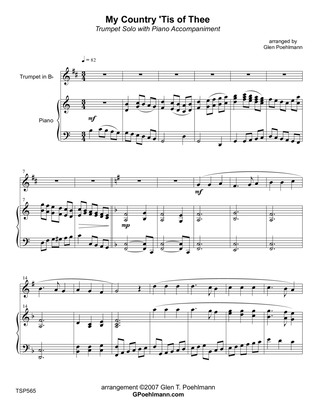 Book cover for MY COUNTRY TIS OF THEE (America) - TRUMPET SOLO with Piano Accompaniment