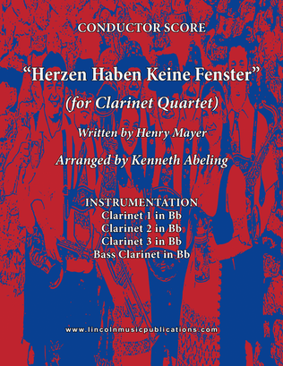 Book cover for Herzen Haben Keine Fenster (for Clarinet Quartet)