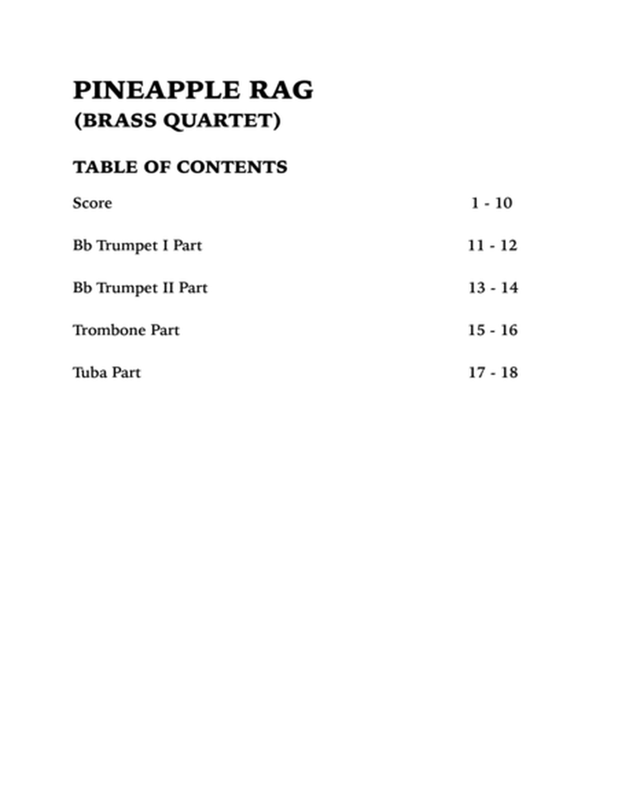 Pineapple Rag (Brass Quartet): Two Trumpets, Trombone and Tuba image number null