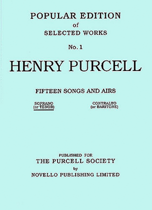 Book cover for Henry Purcell: Fifteen Songs And Airs Set 1 (Soprano Or Tenor)