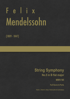 Book cover for Mendelssohn - String Symphony No.5 in B flat major, MWV N 5