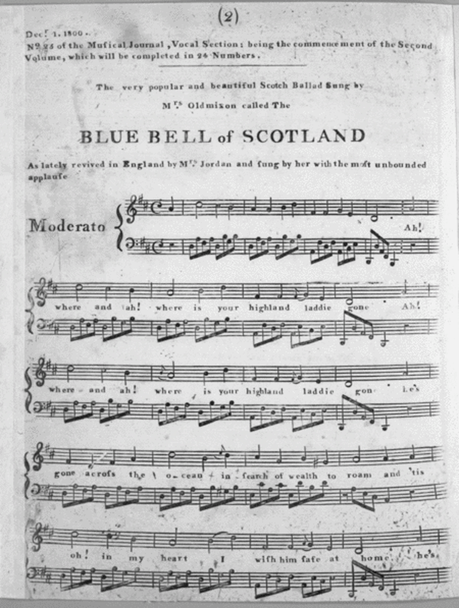 The Blue Bell of Scotland. The very popular and beautiful Scotch Ballad