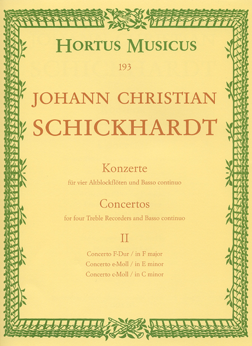 Sechs Konzerte for 4 Treble Recorders and Basso continuo