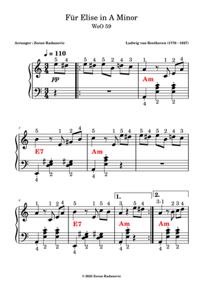Für Elise in A Minor - for accordion beginner