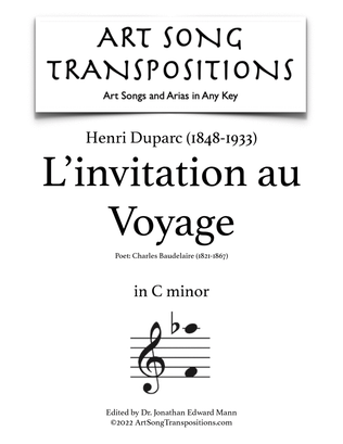 Book cover for DUPARC: L'invitation au Voyage (transposed to C minor)