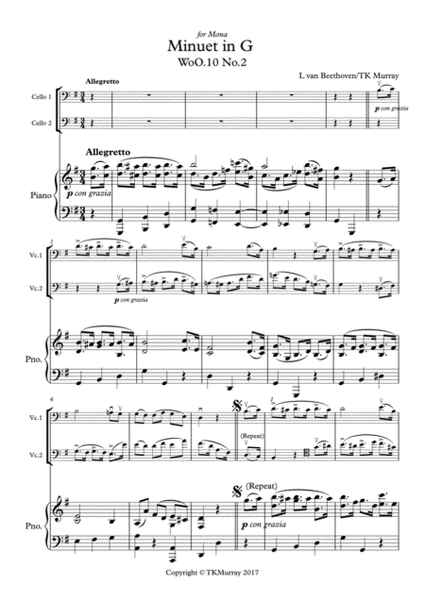 Beethoven - Minuet in G - 2nd. Cello Part & New Piano Part- Suzuki Bk.3