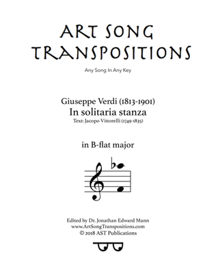 Book cover for VERDI: In solitaria stanza (transposed to B-flat major)