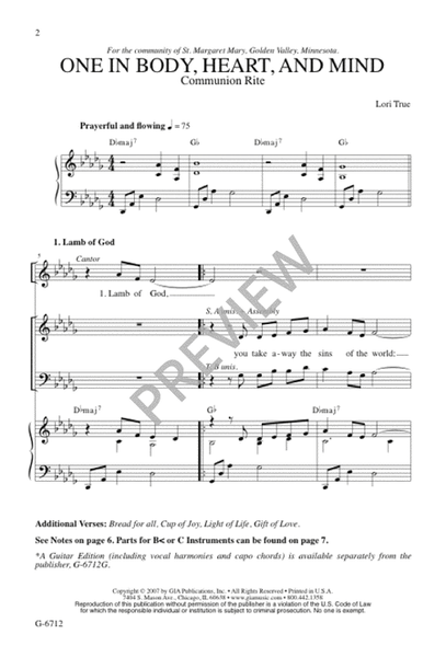 One in Body, Heart, and Mind by Lori True - 3-Part - Sheet Music | Sheet  Music Plus