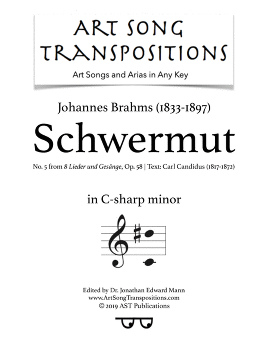 BRAHMS: Schwermut, Op. 58 no. 5 (transposed to C-sharp minor)