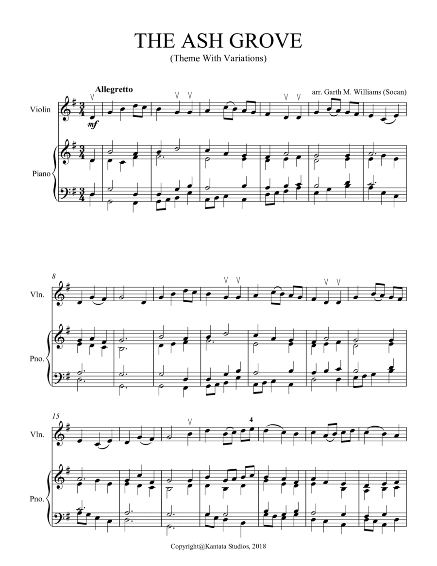 THE ASH GROVE VARIATIONS FOR VIOLIN AND PIANO image number null