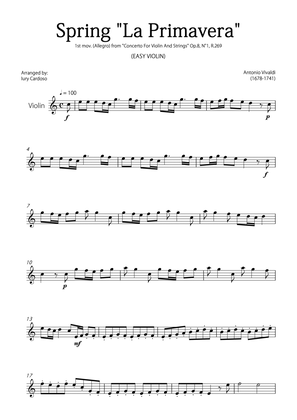 Book cover for "Spring" (La Primavera) by Vivaldi - Easy version for VIOLIN SOLO