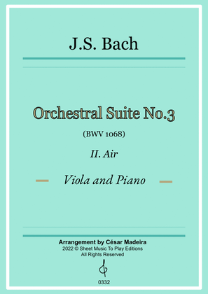Book cover for Air on G String - Viola and Piano (Full Score and Parts)