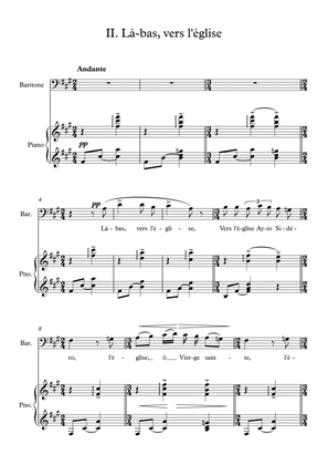 Cinq mélodies populaires grecques, no.2 Lá-bas, vers l'église, F# minor, medium voice