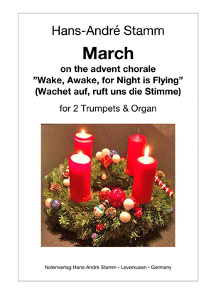 Book cover for March on the advent chorale "Wake, awake, for Night is Flying" for two trumpets and organ