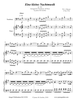 Book cover for Mozart: Eine kleine Nachtmusik for Trombone & Piano