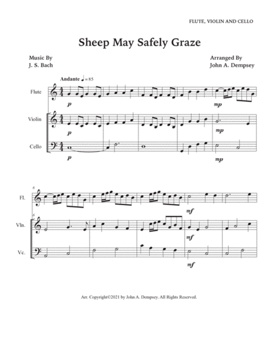 Sheep May Safely Graze (Bach): Trio for Flute, Violin and Cello image number null