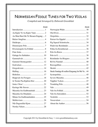 Book cover for Norwegian Fiddle Tunes for Two Violas