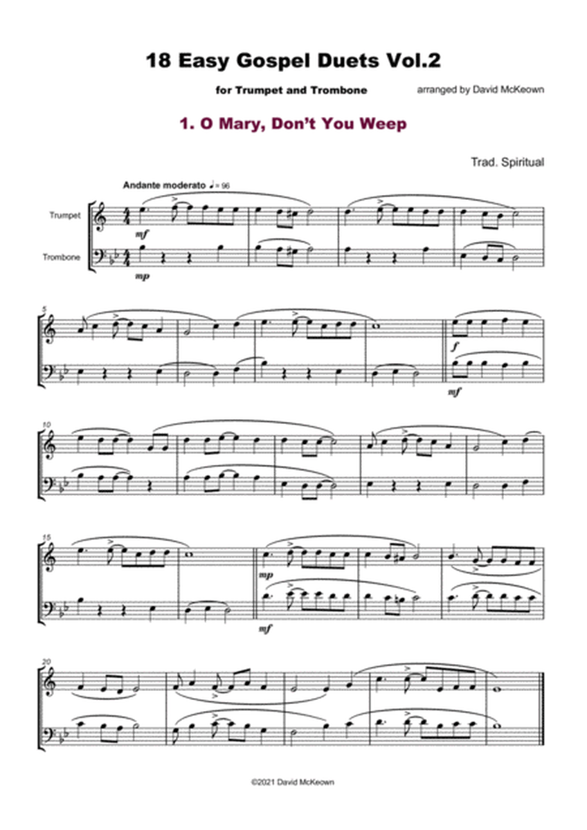 18 Easy Gospel Duets Vol.2 for Trumpet and Trombone