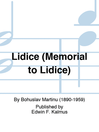 Book cover for Lidice (Memorial to Lidice)