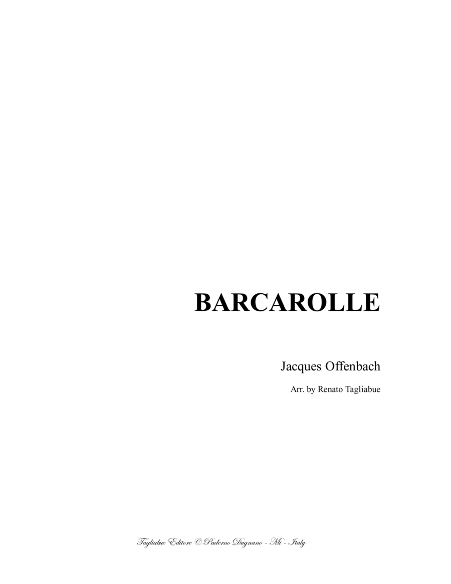 BARCAROLLE From "Les contes d'Hoffmann" - Arr. for Soprano and Piano image number null