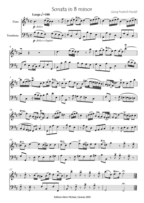 Book cover for Handel Sonata for flute & trombone