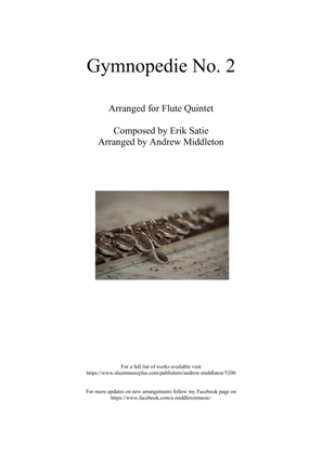 Book cover for Gymnopedie No. 2 arranged for Flute Quintet