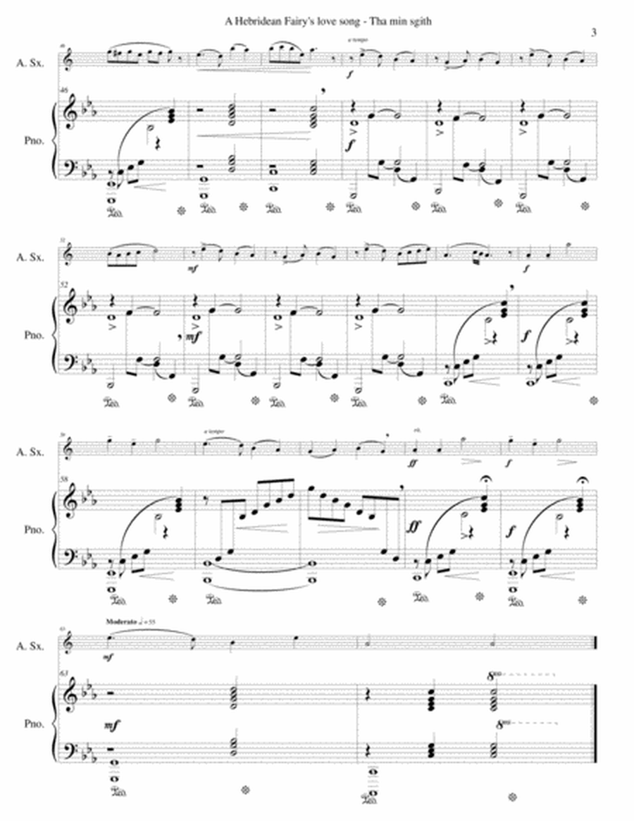 Hebridean fairy's love song (Tha Mi sgith) arranged for alto saxophone and piano image number null