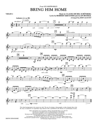 Book cover for Bring Him Home (from Les Miserables) (arr. John Leavitt) - Violin 1