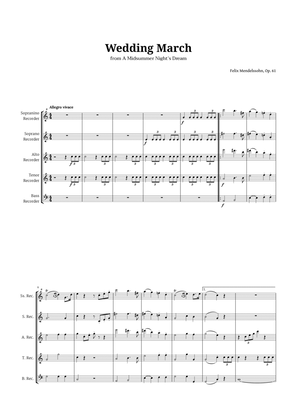 Book cover for Wedding March by Mendelssohn for Recorder Quintet