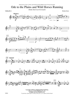 Ode to the Plains and Wild Horses Running (from American Serenade): 1st Violin