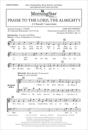 Book cover for Praise to the Lord, the Almighty (Choral Score)
