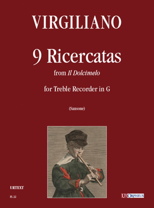 Book cover for 9 Ricercatas from "Il Dolcimelo" for Treble Recorder in G