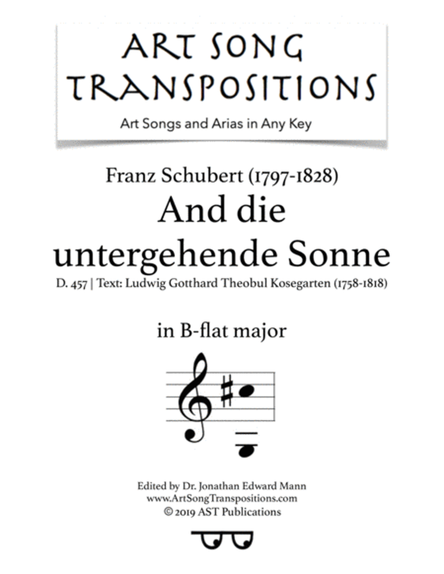 SCHUBERT: An die untergehende Sonne, D. 457 (transposed to B-flat major)