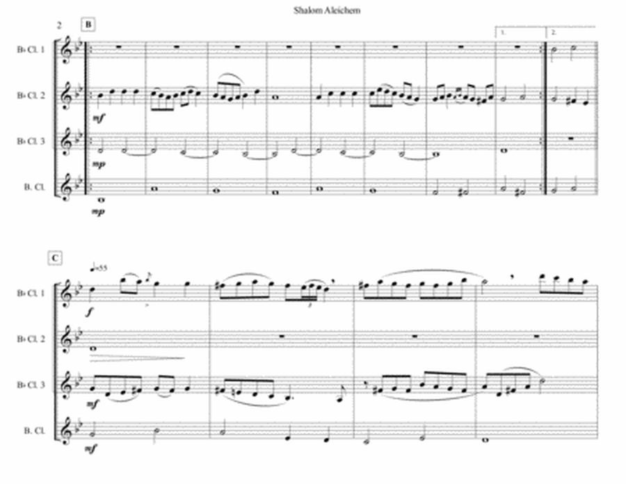 Shalom Aleichem for Clarinet Quartet/Choir image number null
