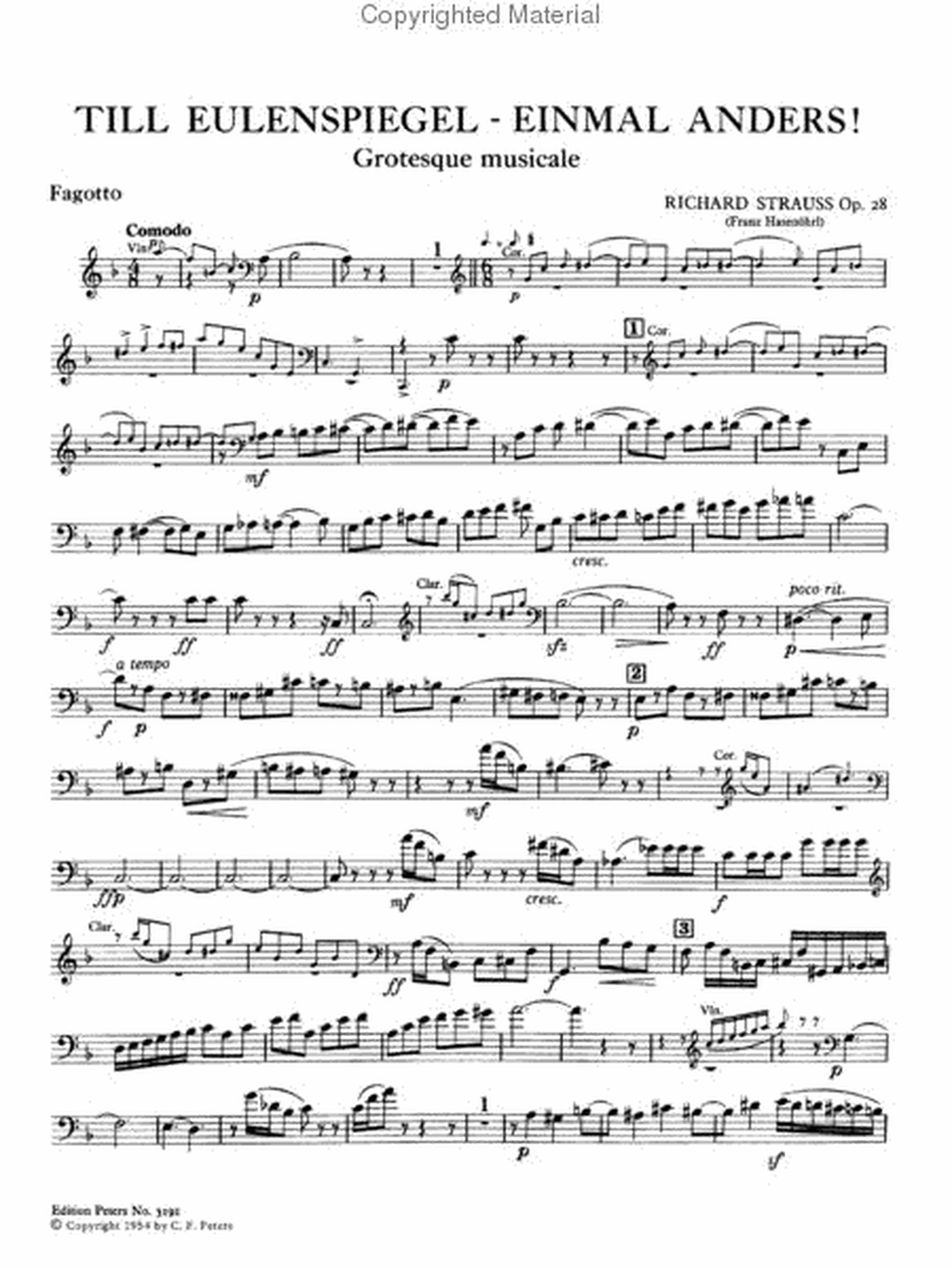 Till Eulenspiegel einmal anders!, Op. 28 by Richard Strauss Bassoon - Sheet Music
