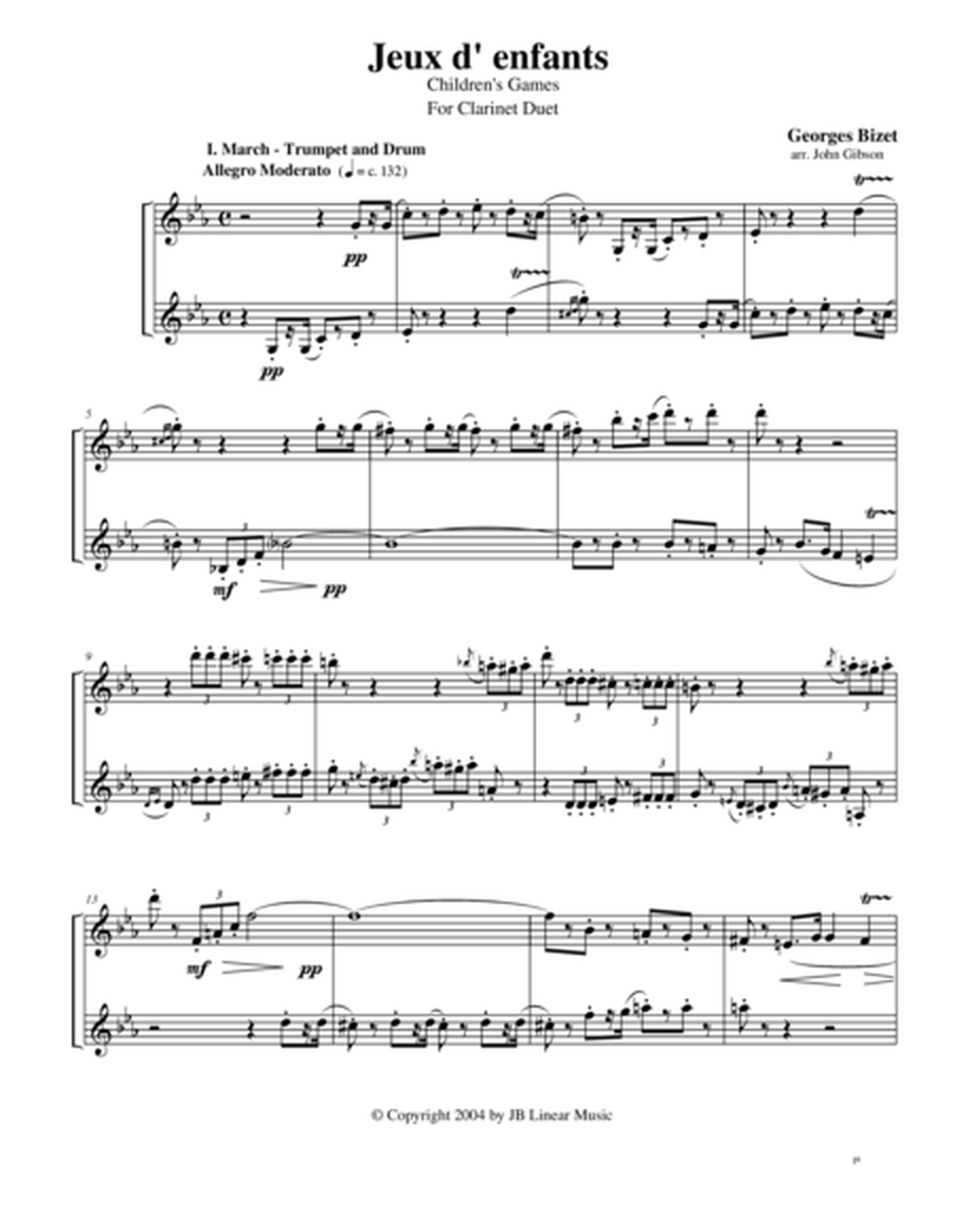 Bizet - Children's Games for Clarinet Duet image number null