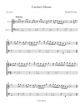 Book cover for carolan's dream - violin and bassoon sheet music turlough'o carolan