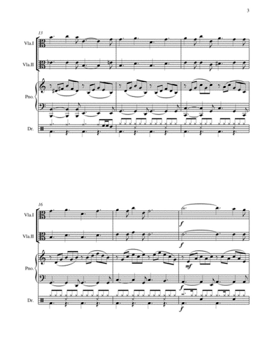 O Holy Night - 2 Violas, Piano and Optional Drum Set - Intermediate Level image number null