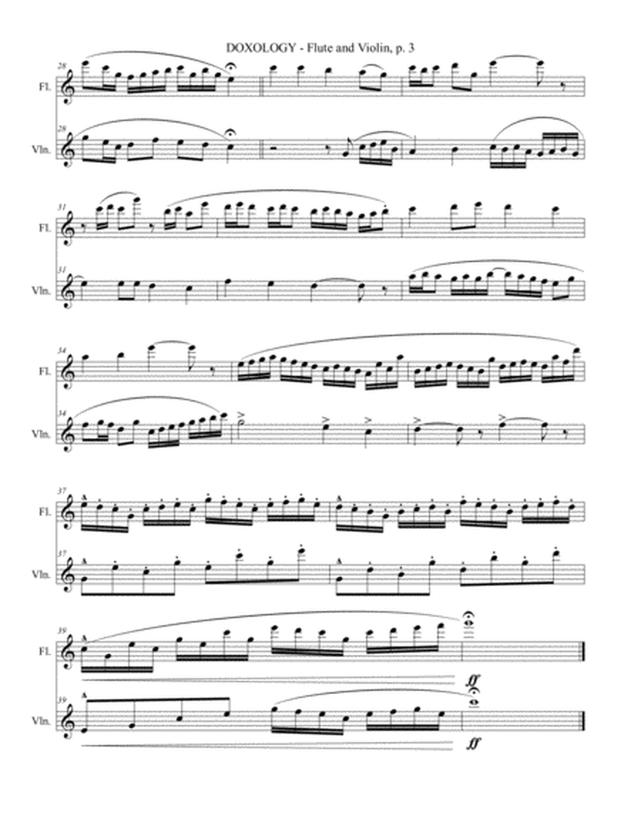 DOXOLOGY (2 Part Invention for Flute and Violin - Score/Parts included) image number null